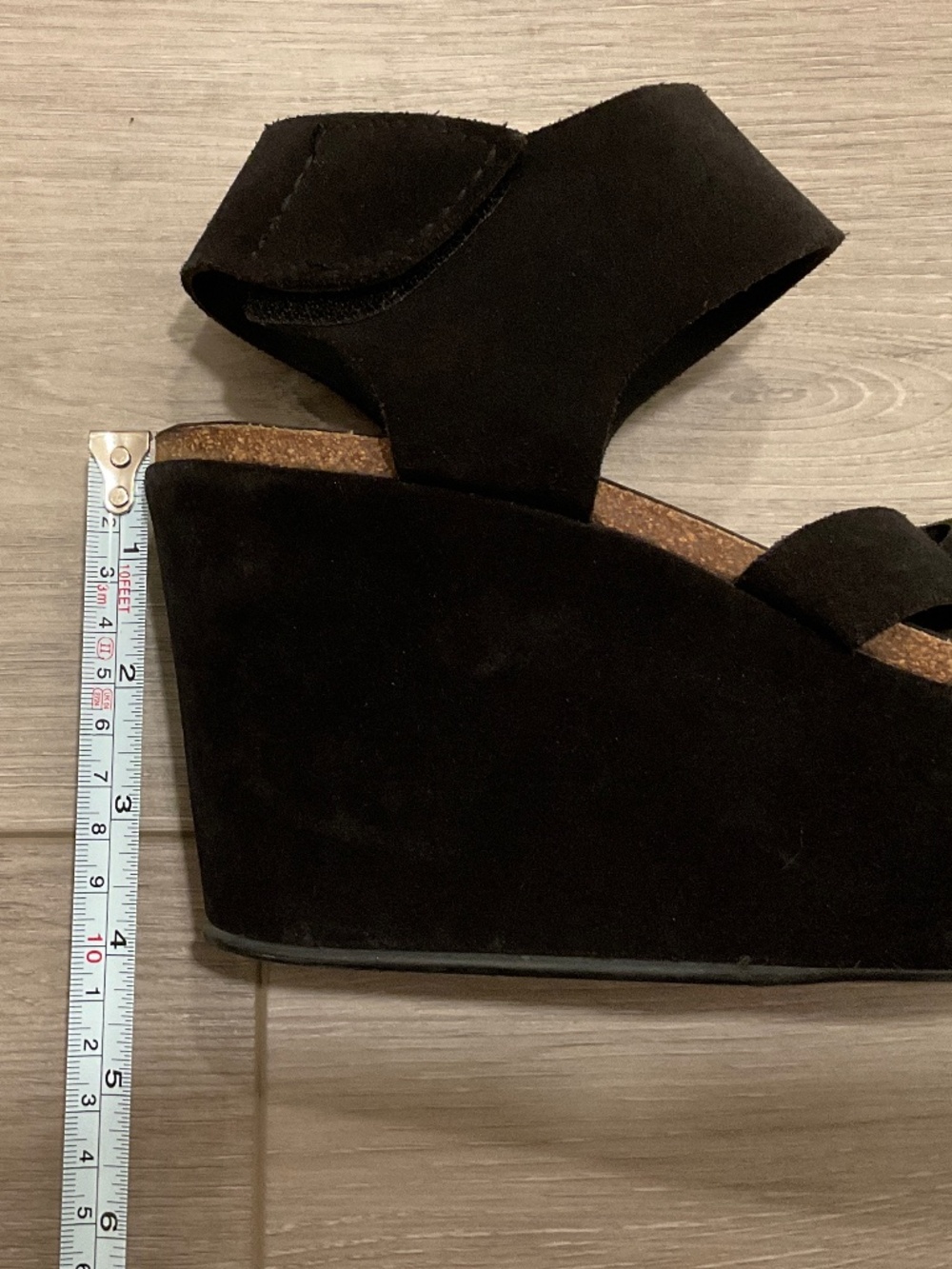 PEDRO GARCIA Wedge Platform Black Suede Sandals Size 9 EU 39 - Picture 10 of 12